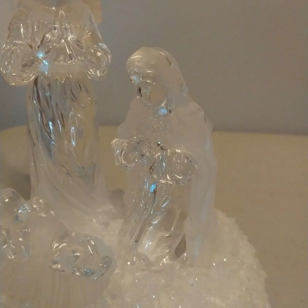 Acrylic Nativity Scene Light Up Color Changing Christmas Decor Battery Operated